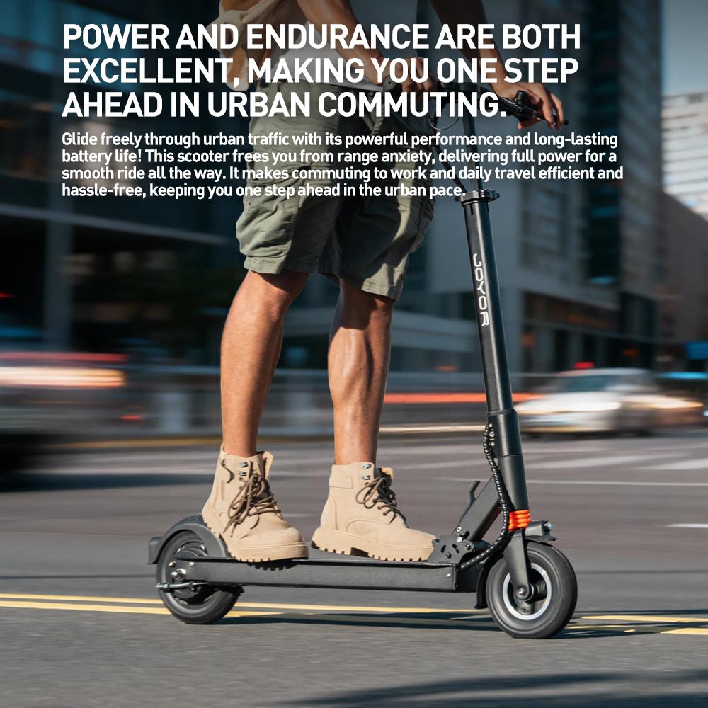 Electric Scooter Foldable Joyor F5 8" 500W Motor Front Shock Absorber Top Speed 25Km/h Rear Drum Brake 48V 10.4AH Black