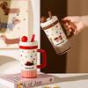 Cute Large-capacity Ceramic Polka Dot Mug with Lid High-value Girl Office Couple Birthday Gift Girl