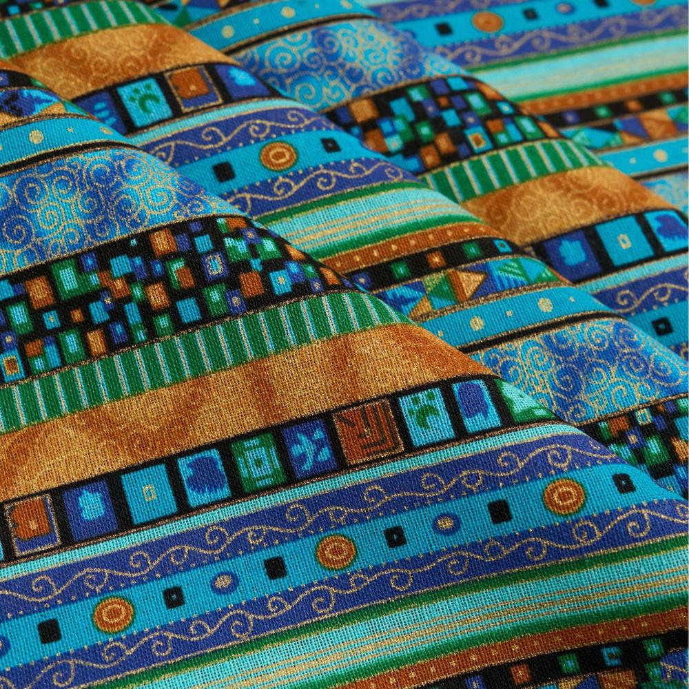 Tribalny Etniczny Bawełniany Len Tkanina Print Bohemia Materiał do Szycia DIY na Sukienki Vintage Obrus Zasłona Poszewka Dekoracja Domu