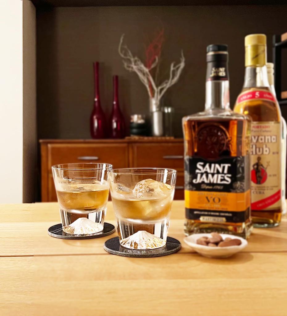 Tajima Glass Fuji Rocks Made In with Authenticity Wooden Set of 2 2 Fuji Paper Coasters [Bonus Set] Mt. Glasses, Authentic, Japan, Certificate, Box,