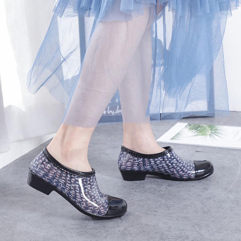 Low-top kitchen work rain shoes women's water shoes light-mouth rain boots spring and summer low tube anti-skid car wash anti-skid rubber shoes