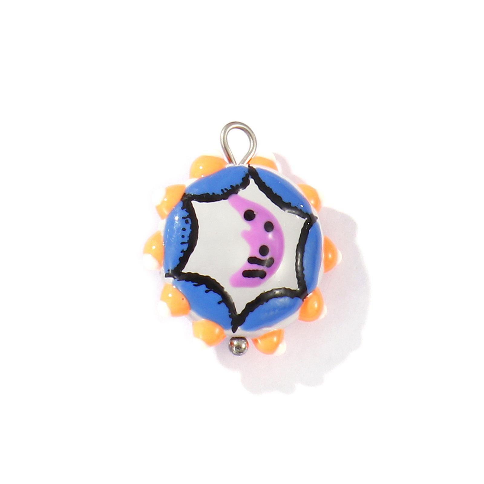 

2 Pcs Resin Multicolor Sunflower Shape Double-Sided Enamel Charms Flower Fruit 304 Stainless Steel Pendants DIY Necklace 22X19mm