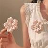 New Fashion Satin Pink Flower Hair Clamps Korean Imitation Pearl Side Hairpins Barrettes For Women Cute Hair Accessories