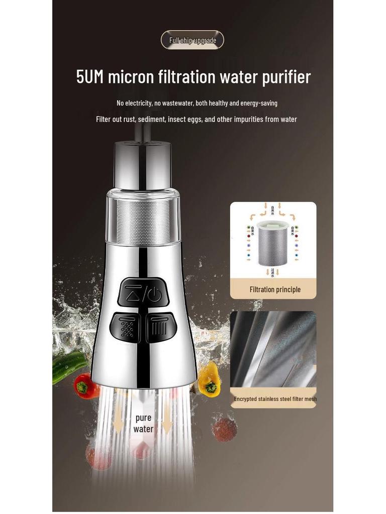 Universal Rotatable Kitchen Faucet Extender with Purifier and Anti-Splash Head