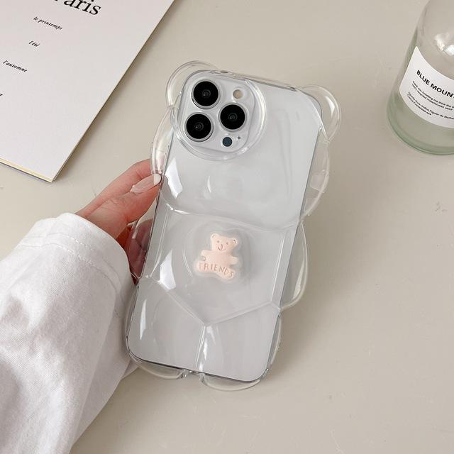 

Для Iphone 14 милый 3d мультяшный медведь Claer чехол для телефона для Iphone 13 11 12 Pro Max X Xr Xs мягкая прозрачная противоударная задняя крышка For iPhone 13Pro Max