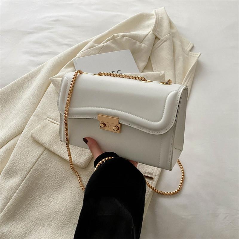 

Fashionable Casual Pu Chain Shoulder Bag Summer 2024 New Trendy Small Square Purse білий