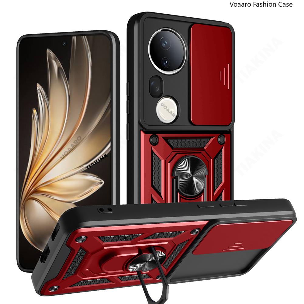 Slide Lens Armor Funda for Vivo T4 Ultra 5G Case for Vivo S20 Pro 5G Case Magnetic Ring Stand Holder Shockproof Phone Cover