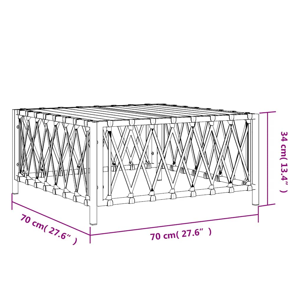 Vidaxl Garden Table, White, 70X70X34 Cm, Wicker