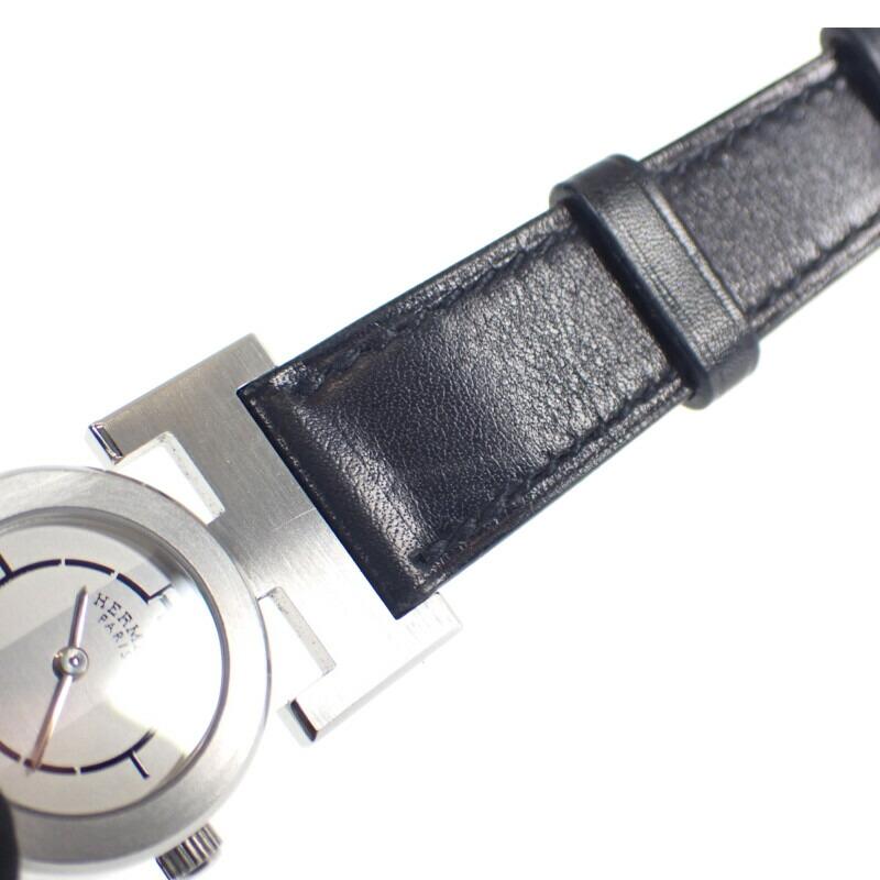 HERMES PA1.210 Watches Stainless Steel/leather Women SilverDial