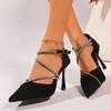 Sandales Été à Bride Strass Stiletto Bout Entouré Mode Bout Pointu Ouverture Peu Profonde Antidérapantes Talons Hauts