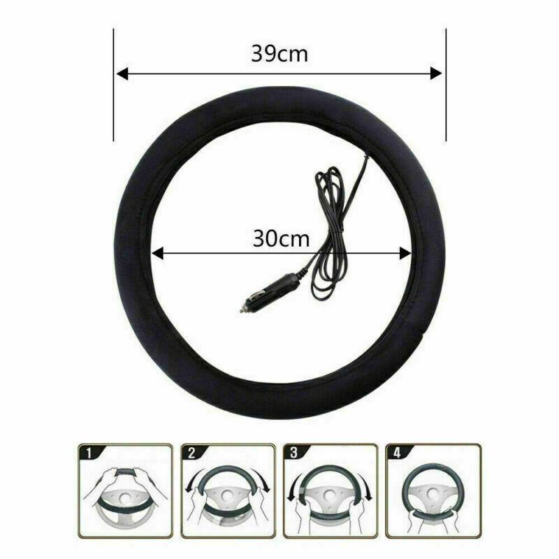 38cm Car Lighter 12V Charger Heated Heating Warm Steering Wheel Cover Universal