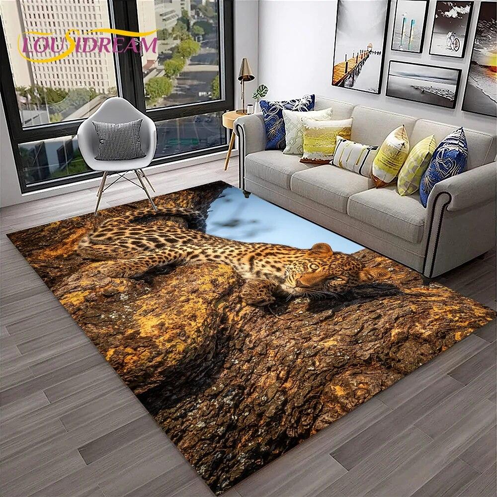 Beast Leopard Cheetah Cartoon Animal Carpet Rug for Home Living Room Bedroom Sofa Doormat Decor,kids Area Rug Non-slip Floor Mat
