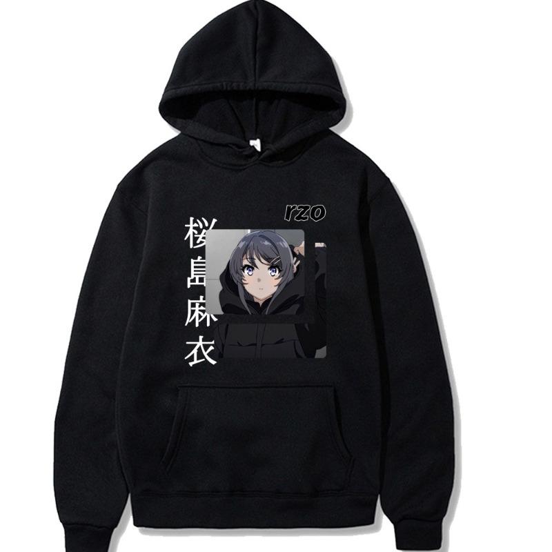 Sakurajima Mai Japonské animační mikina s kapucí Pánská Dámská Harajuku Pulovr Street Wear Unisex Podzim Zima Plyšový svetr