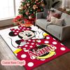 1pc Indoor Rug - Machine Washable Large Floor Mat with Minnie Mouse Pink Flowers Heart Design, Customize Name Area Carpet