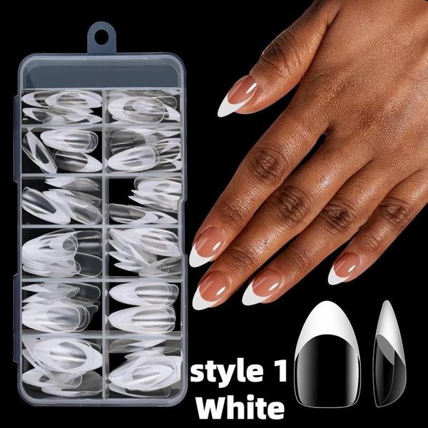 120 szt./pudełko akrylowe sztuczne paznokcie średniej długości kwadratowe migdałowe pancerze pełne końcówki paznokci mogą być usuwalne mieszane rozmiary naciśnij na paznokcie sztuka dekoracji