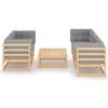 6 Piece Garden Lounge Set with Cushions Solid Pine Wood