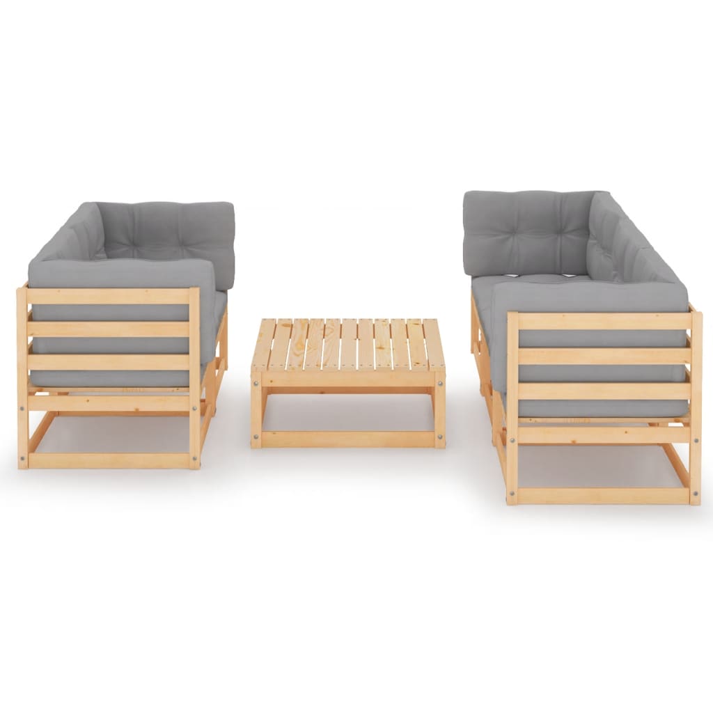 6 Piece Garden Lounge Set with Cushions Solid Pine Wood