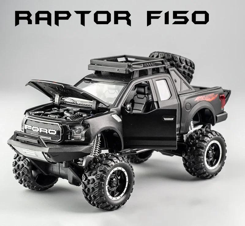 

1:32 Ford Raptor F150 Alloy Diecast Car Model Toys Sound Light Toy Pickup Truck Pull Back Vehicle For Children gifts