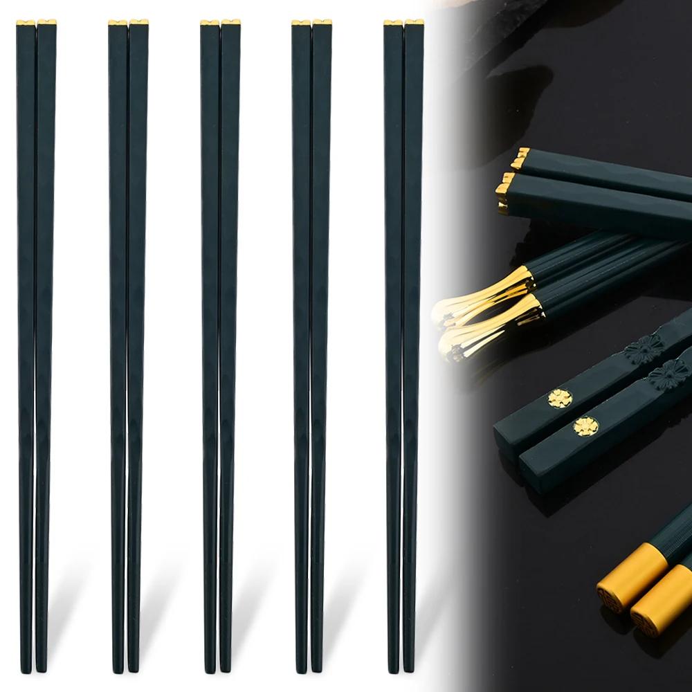 5 Paar hochwertige japanische rutschfeste Essstäbchen für koreanisches Zuhause, Hotel, Restaurant, tragbare gesunde Lebensmittelstäbchen für Sushi-Stäbchen
