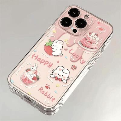 Custodia per telefono rosa crema trasparente per iPhone 17/16 Pro Max/14/13/12/11