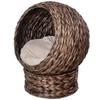 Water Hyacinth Cat Basket With Cushion Cat Bed Pet Bed 50 Cm X 42 Cm X 60 Cm Brown And Beige