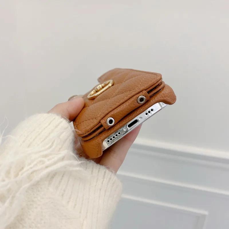 Leather Ring Wallet with Card Holder Phone Case for IPhone 15 14 11 Pro Max 13 12 Mini X XR XS Max 8 7 Plus Shockproof Cover
