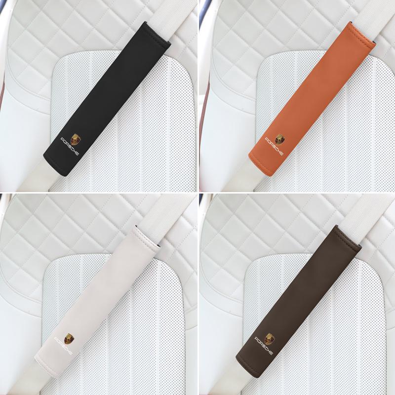 Leather Car Seat Belt Cover Seatbelt Protection Pad for Porsche Panamera Spyder Carrera Macan Boxster Cayman Cayenne Accessories