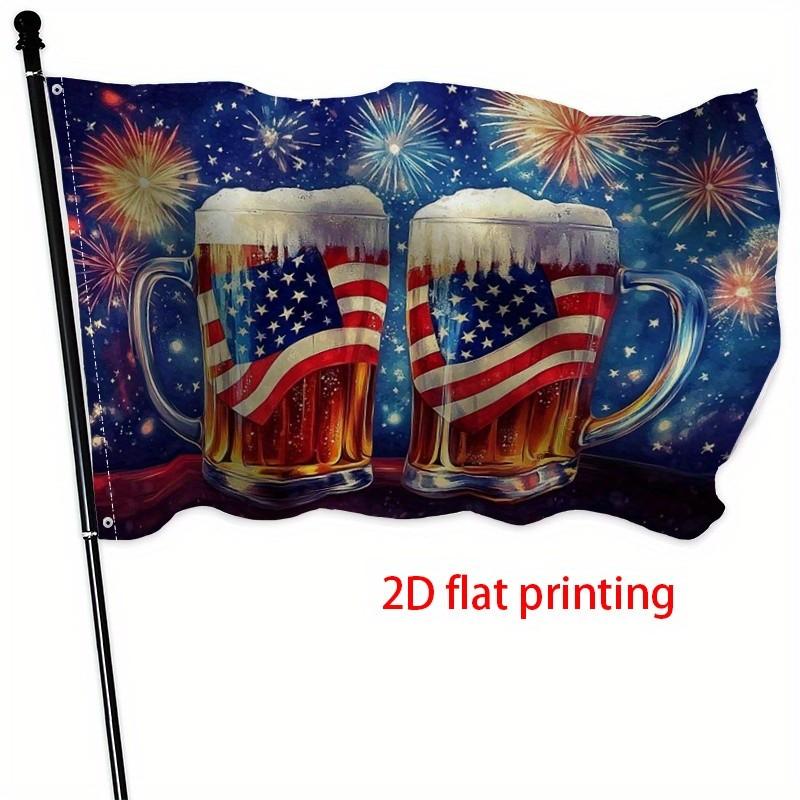 Beer Mugs American Flag Garden Flag 2D Printed Polyester Outdoor Patio Decor