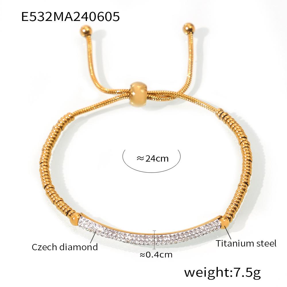 Elegant Gold-Plated Abacus Bead Bracelet: European & American Full Diamond Design, Adjustable Non-Fading Titanium Steel Women s Jewelry