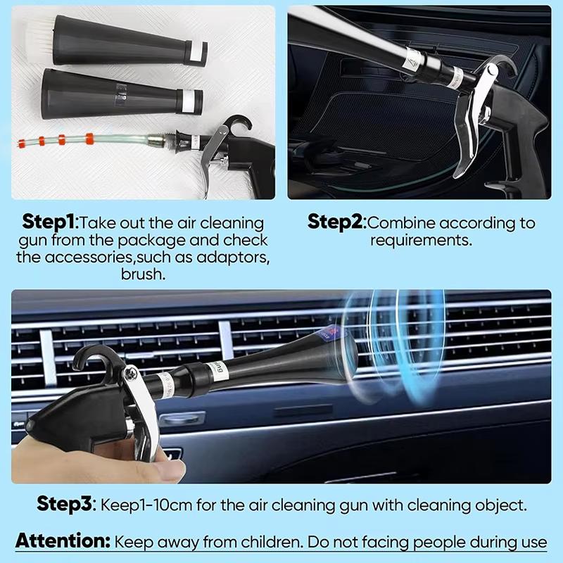 2 In 1 Dual Nozzle Tornado Dust Blowing Gun Professional Tornador Dry Cleaning Tool Auto Interior Exterior Detailing Gun