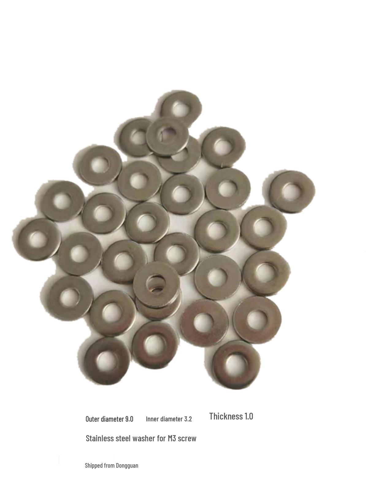 M3 304 Stainless Steel CNC Flat Washer, 1.0mm Thick Screw Foot Pad
