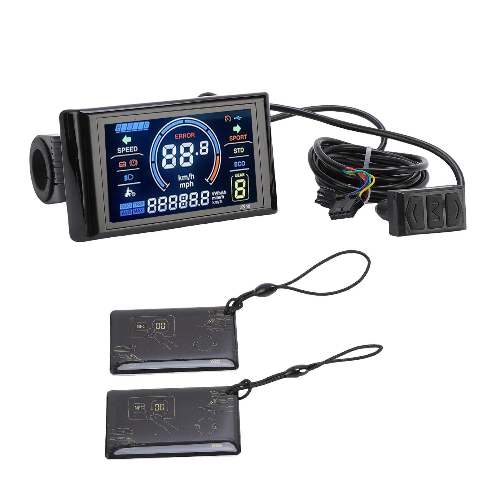 Igeteck Electric Bike Lcd Display 24V 36V 48V S966 Electric Scooter Color Display Panel With 2 Nfc Cards For 22.2Mm Handlebars
