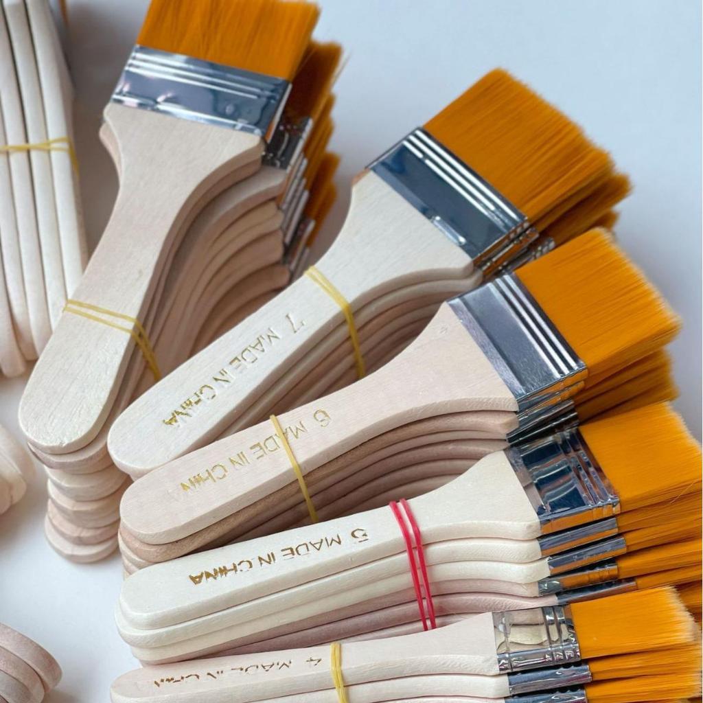 Nylon Bristle Brush with Wood Handle - Versatile for Painting, BBQ, and Cleaning