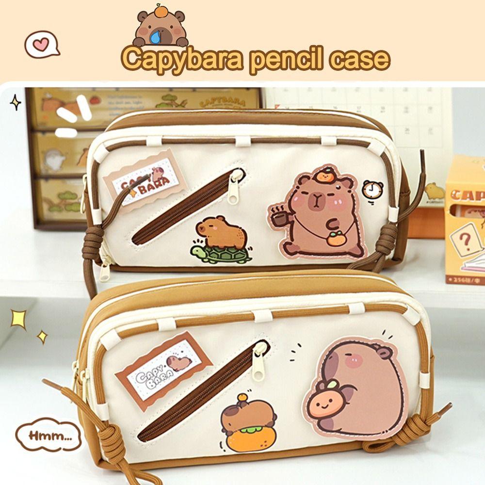 Multi-layer Capibara Pencil Case Cartoon Stationery Bag Kawaii Pencil Pouch  School Supplies