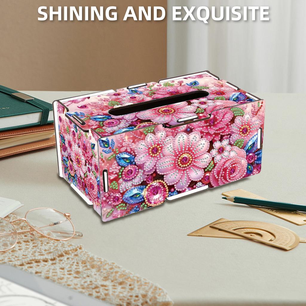 DIY Diamond Napkin Holder Set Diamond Art Paper Towel Holder Wooden 5D Diamond Painting Tissue Holder for Home & Office Decor