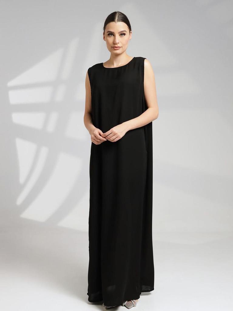 M269# Muslim Women's Sleeveless Abaya Base Layer Vest Dress - Loose, Casual, Long