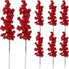 8pcs Red Berries Decor Artificial Christmas Bouquet Simulation Berries Picks For Xmas Party Decor Holiday Scene Setting Fake