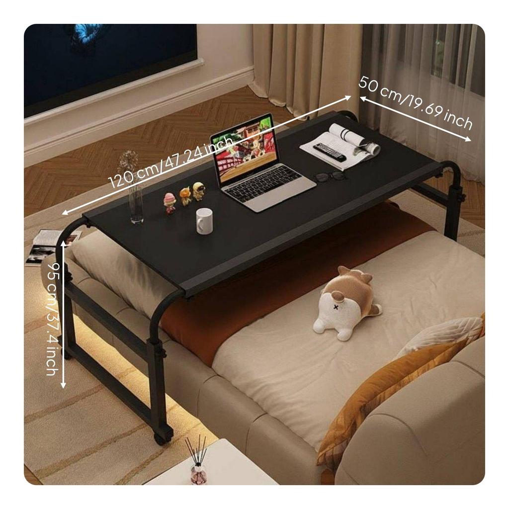 Mobile Bedside Workstation Desk Adjustable Height Overbed Table with Secure
