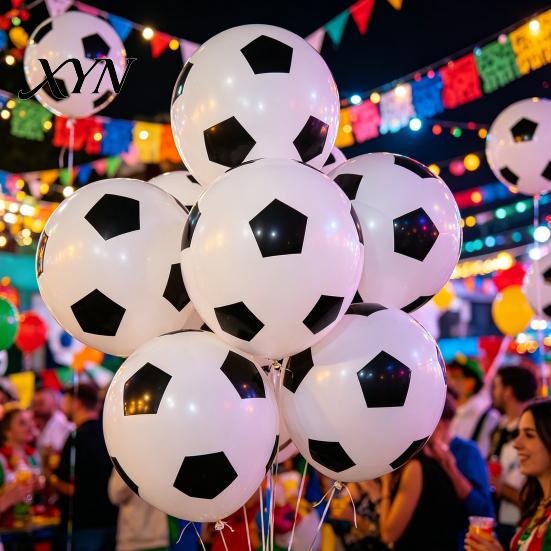 Inflatable Football Ball 36 Inch Balloons, Explosion-Proof Latex Soccer Print Party Thick Balloon Sports Theme Decor for Game Day, Fan Supplies