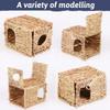 Grass House for Rabbit Foldable Woven Rabbit Cages Hamster Guinea Pig Grass Chew Toy Mat House Bed Nests for Animal Accessories