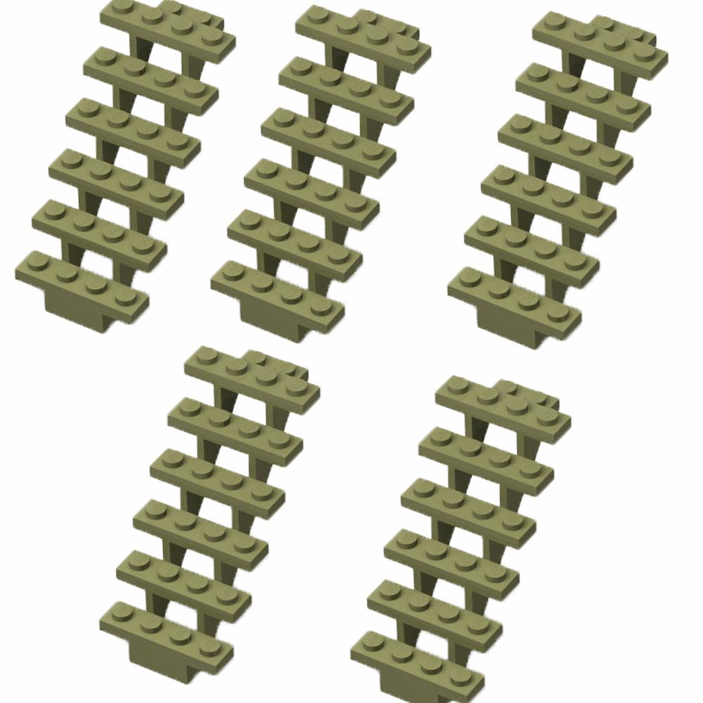 MOC Staircase Bricks 7x4x6 - 5pcs Straight Open Steps 30134 for Modular Building Blocks, DIY Construction Stairs Ladder for City