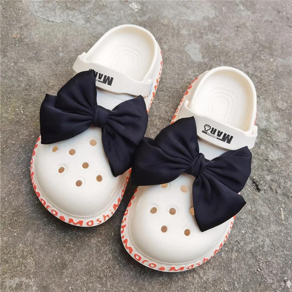 Sweet Edgy Styles Shoe Buckles Princess Large Fabric Bow Shoe Charms Fashion Colored Slipper Fabric Buckles Decorative 1Set/2Pcs