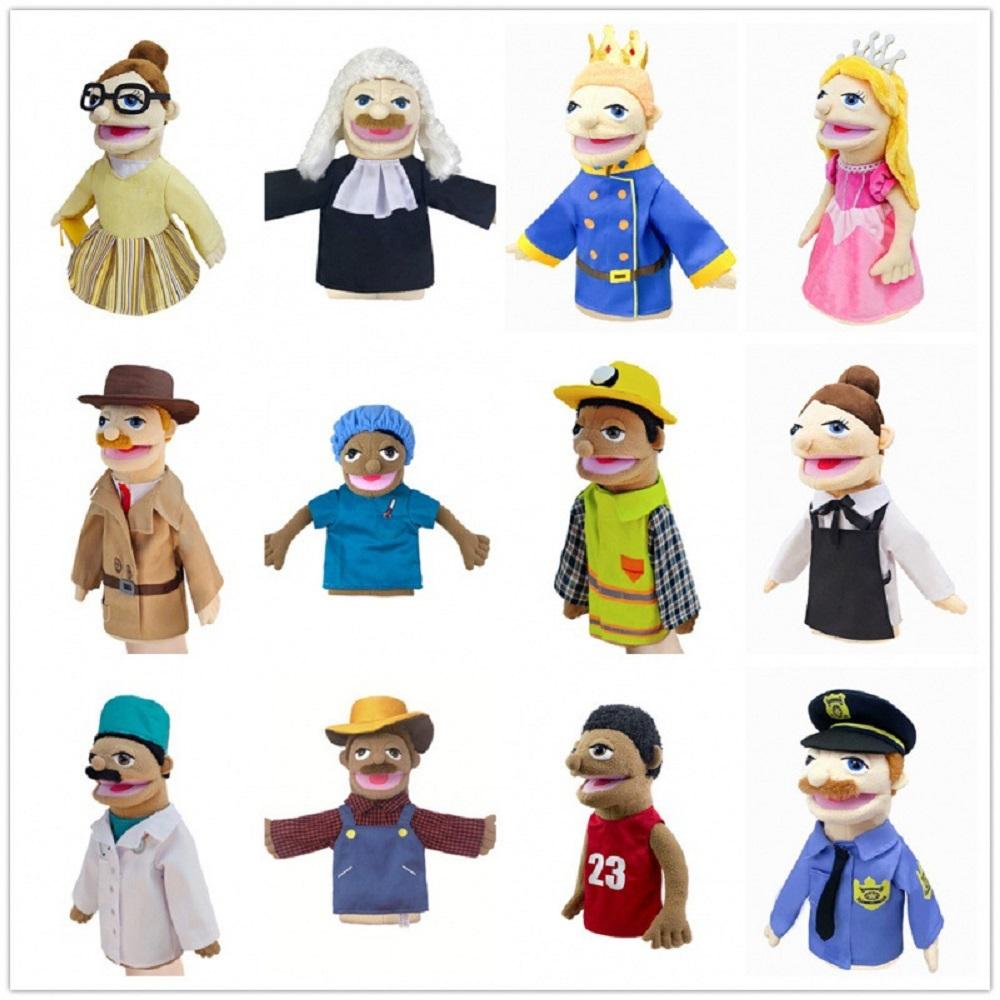 New 36cm Cartoon Profession Attire Series Hand Puppet Plush Toys Doctor Police Officer Nurse Doll Parent-child Educational Toys