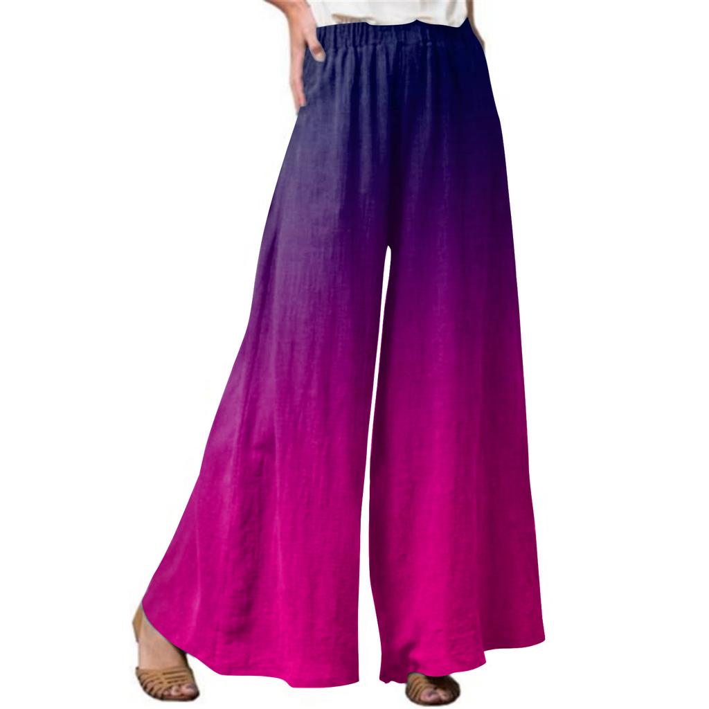 Fashion Women's Printed Stitching Breathable Casual Loose Pants