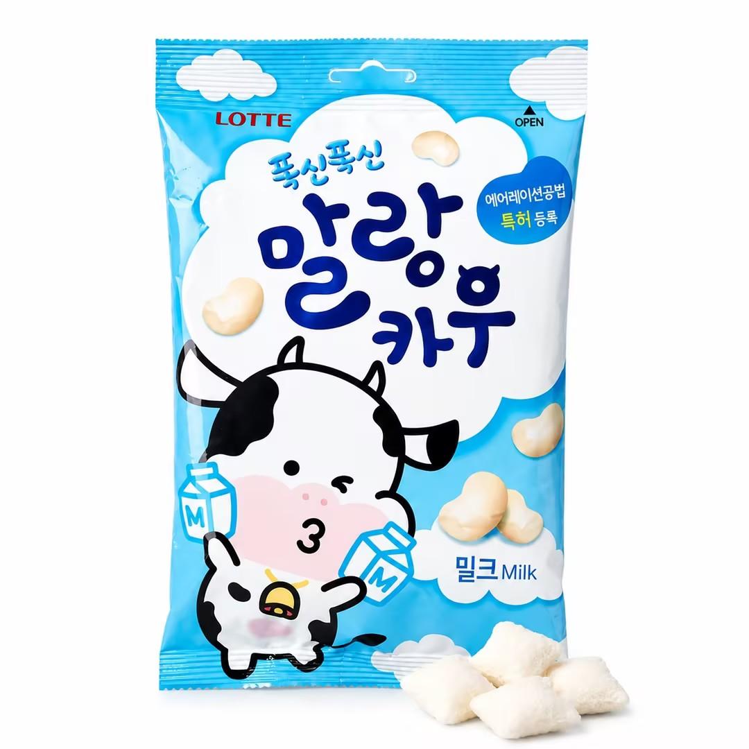 Lotte Milk Cow Milk Flavor Aerated Chewy Candy 63g Chewy Candy 63g