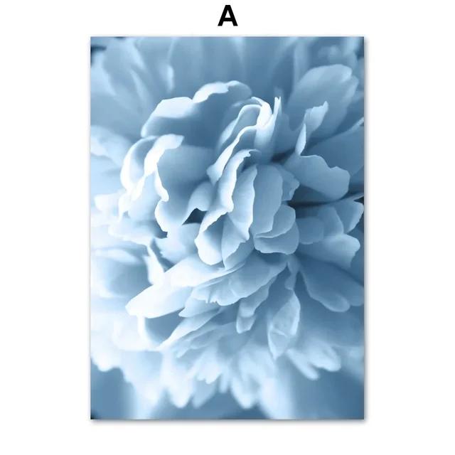 Natural Blue and White Flower Beach Crown Wall Art Canvas Painting  Nordic Posters and Prints for Interior Home Decor