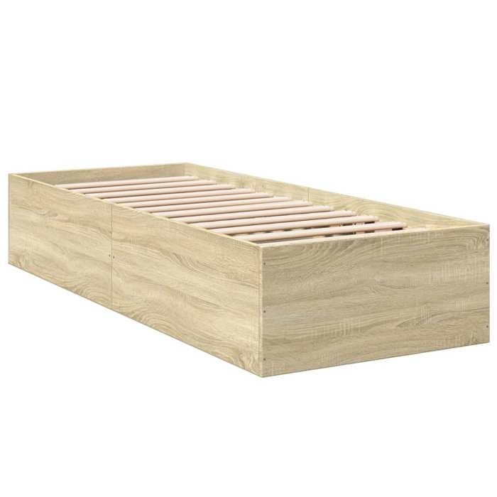 VidaXL Bed Frames Sonoma Oak 90x200 Cm Engineered Wood, Bedroom Furniture, Slatted Base, Panel Bed, Bed, Bed 3281058