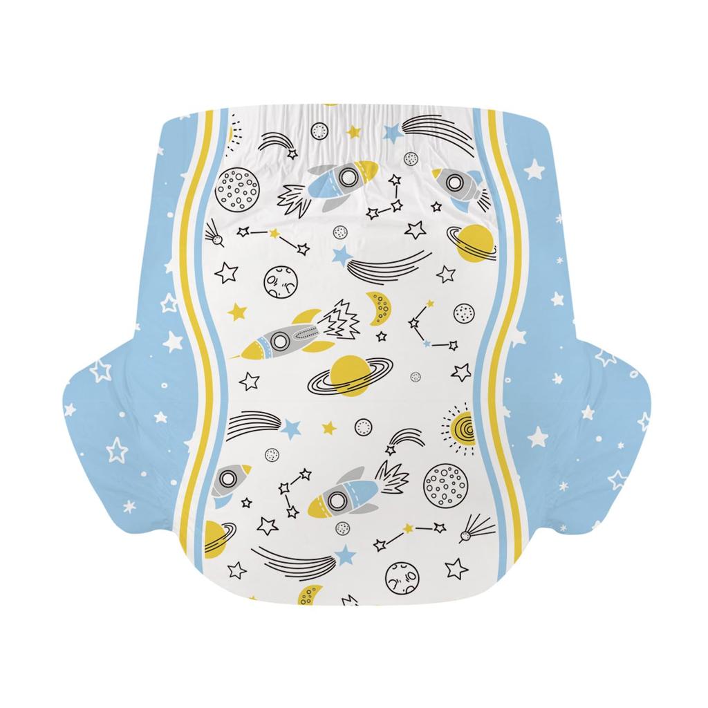 CutiePlusU Adult Diaper Sample Set of Unisex Incontinence Pants with Maximum Nighttime Absorbency Space Adventurer 10, Labels, - (M, 71-96cm)