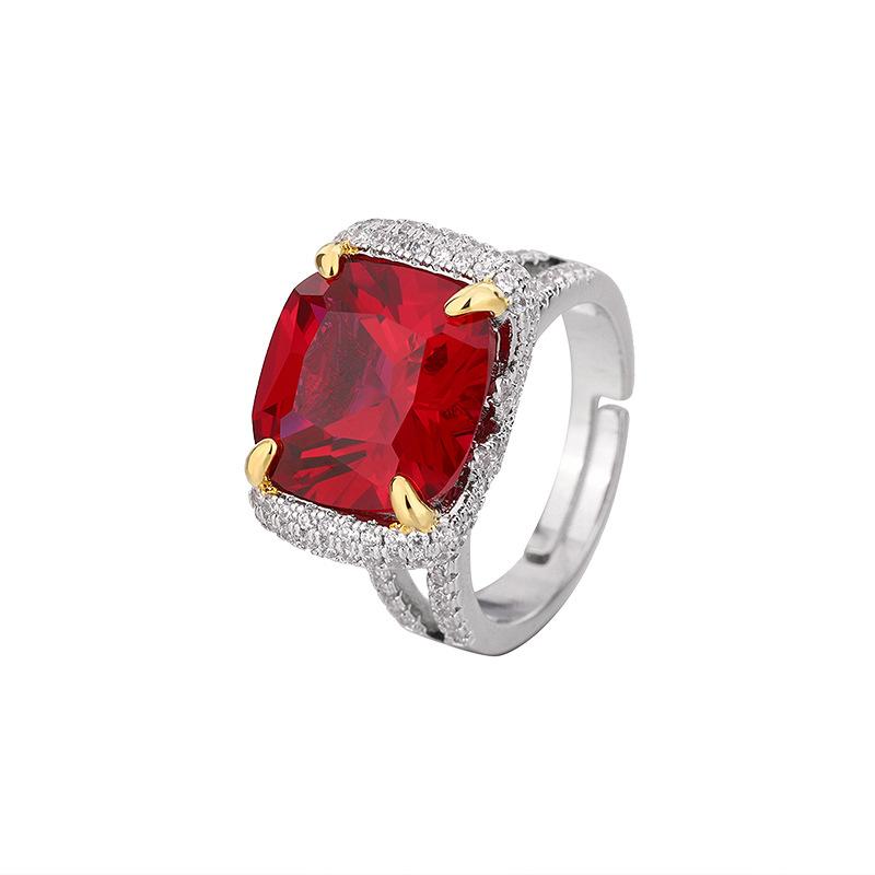 Jewelry Gold Zirconium Ring Simulation Ruby Ring Pink Zircon Ring