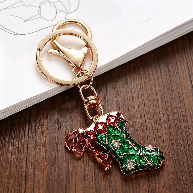 Christmas Tree Snowman Keychain Cute Enamel Metal Bag Charm Holiday Party Decoration Gift Cute Key Ring Pendant